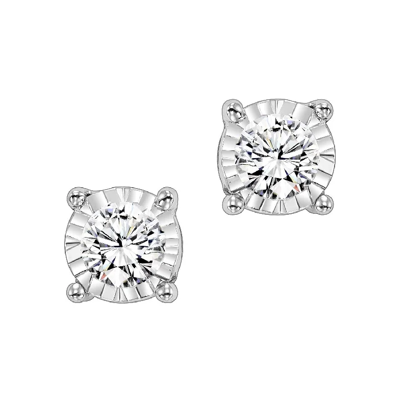 Luxury diamond earrings for glamorous look -Tru-Reflection Round Illusion Diamond Stud Earrings .75Cttw