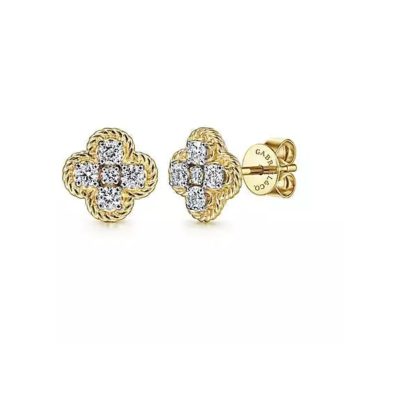 Silver drop earrings for elegant style -14K Yellow Gold .50cttw Twisted Rope Diamond Stud Earrings