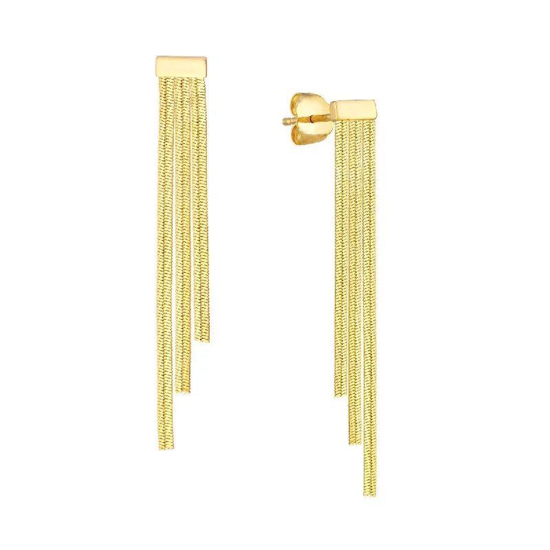 Big hoop earrings for a bold statement -14K Yellow Gold Ascending Triple Snake Chain Earrings