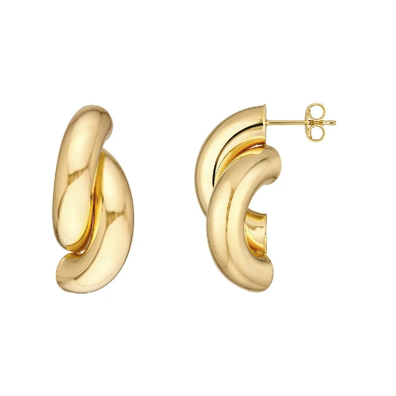 Artistic earrings for creative expression -14K Yellow Gold Double Half Circle Earrings