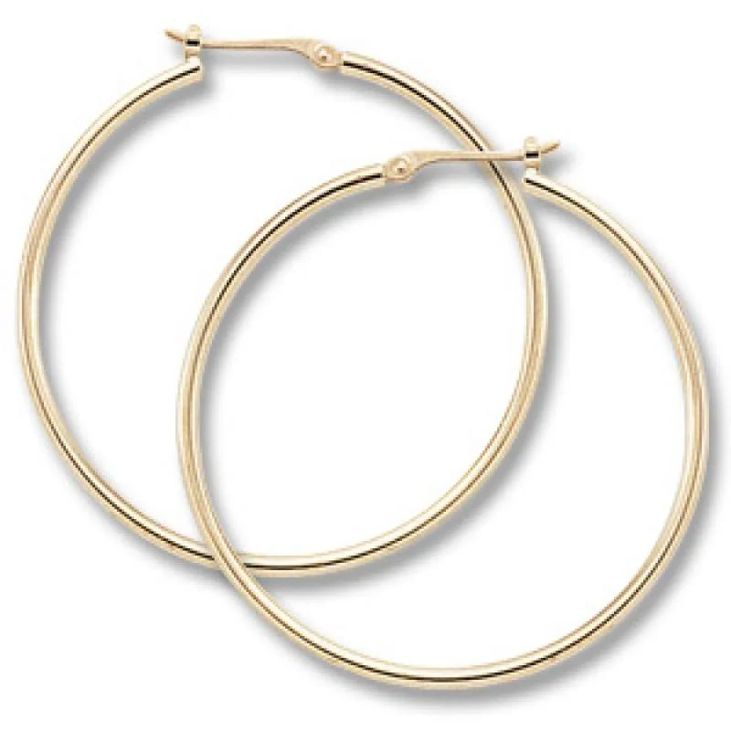 Silver ear climbers for modern looks -Large Tube Hoop Earrings 14K Yellow Gold 30mm