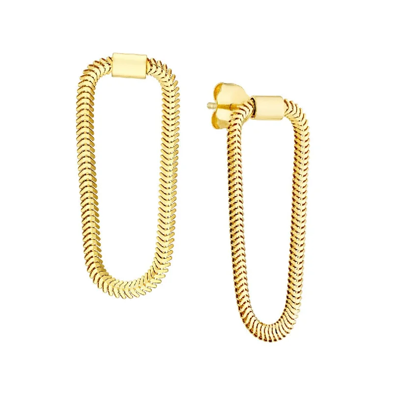 Big hoop earrings for a bold statement -14K Yellow Gold Loop Snake Chain Earrings