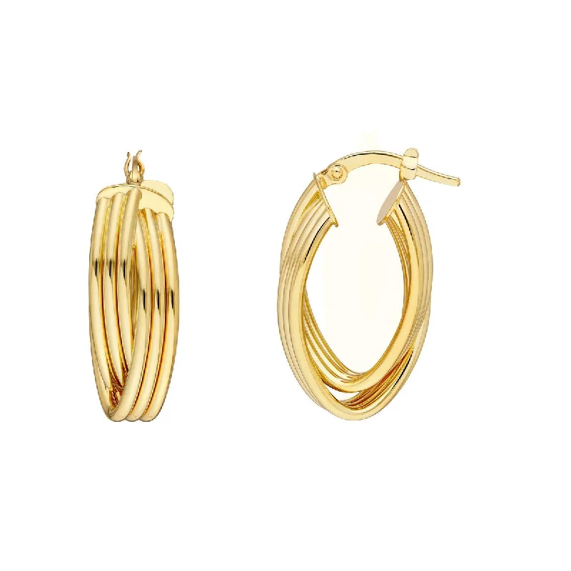 Artistic gemstone earrings for unique style -14K Yellow Gold Multi Tube Knot Hoop Earrings