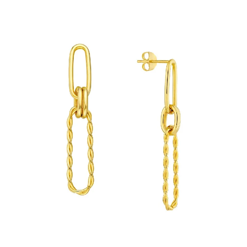 Elegant gold earrings for classy women -14K Yellow Gold Polished and Twist Paper Clip Earrings