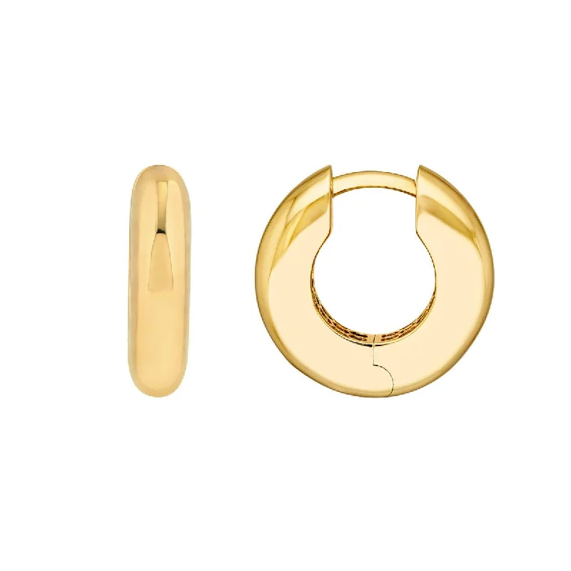 Simple gold earrings for minimalist style -14K Yellow Gold Polished Round Hoop Earrings