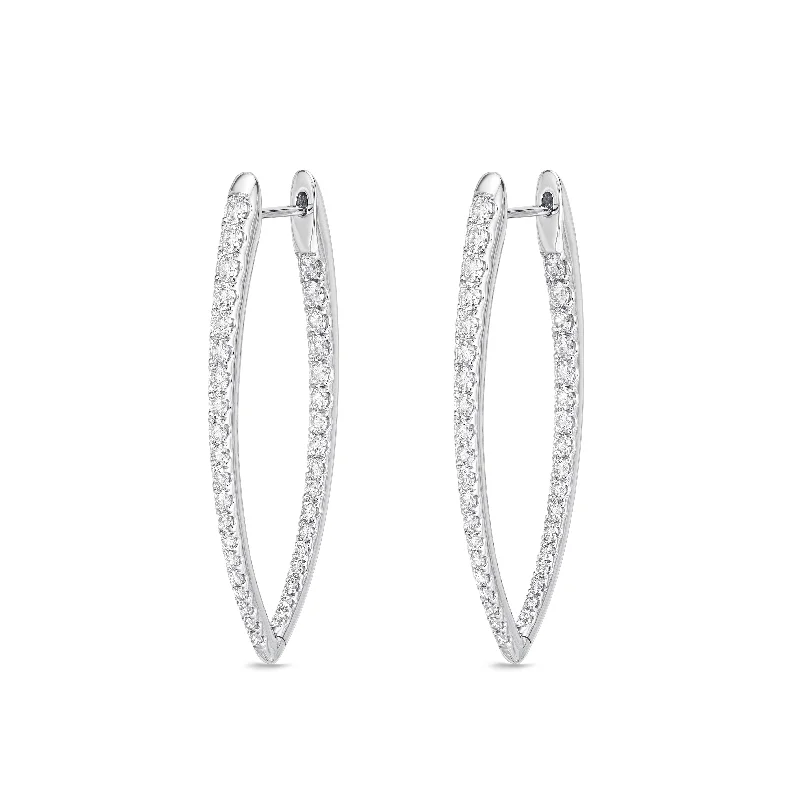 Colorful tassel earrings for festival fashion -18K White Gold 1 2/3Ct Diamond Hoop Earrings