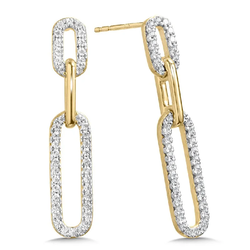 Elegant gold earrings for classy women -3-LOOP PAPERCLIP DIAMOND EARRINGS