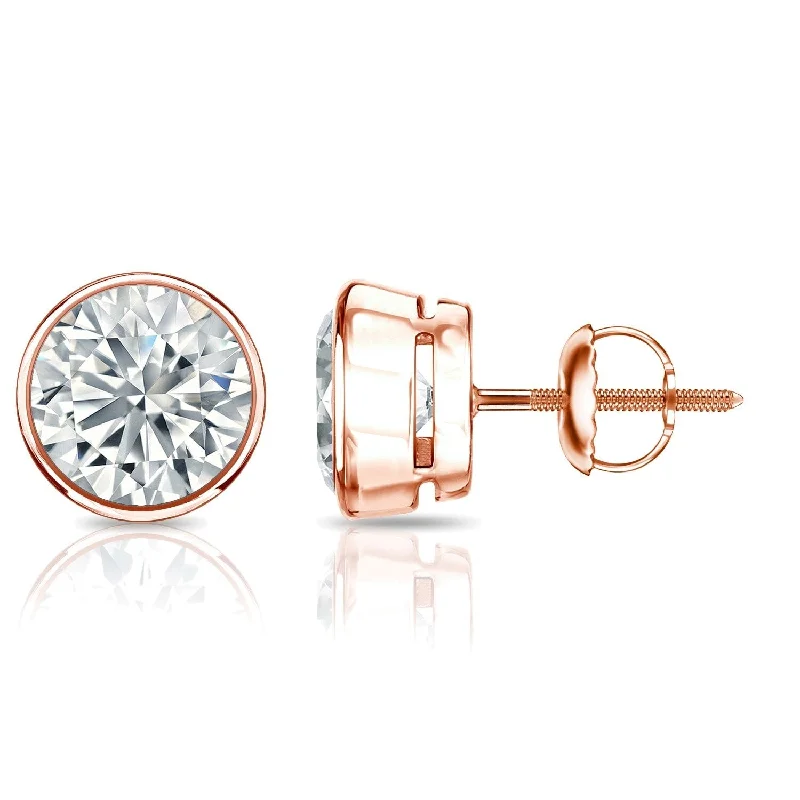 Artistic hoop earrings for creative style -Auriya 14k Gold Certified 4.70 ct. TDW Bezel Set Round Diamond Stud Earrings