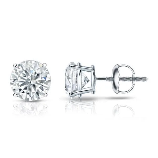 Designer earrings for special occasions -Auriya 14k Gold GIA Certified 4.00 carat TDW Round Diamond Stud Earrings