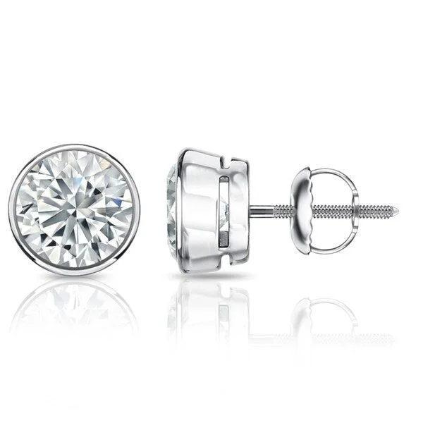 Crystal stud earrings for evening glamour -Auriya 14k Gold GIA Certified 6 carat TDW Bezel Set Round Diamond Stud Earrings