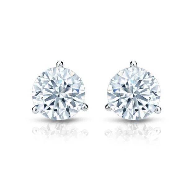 Diamond earrings for upscale accessories -Auriya 18k Gold GIA Certified 2.50 carat TDW 3-Prong Martini Round Diamond Stud Earrings