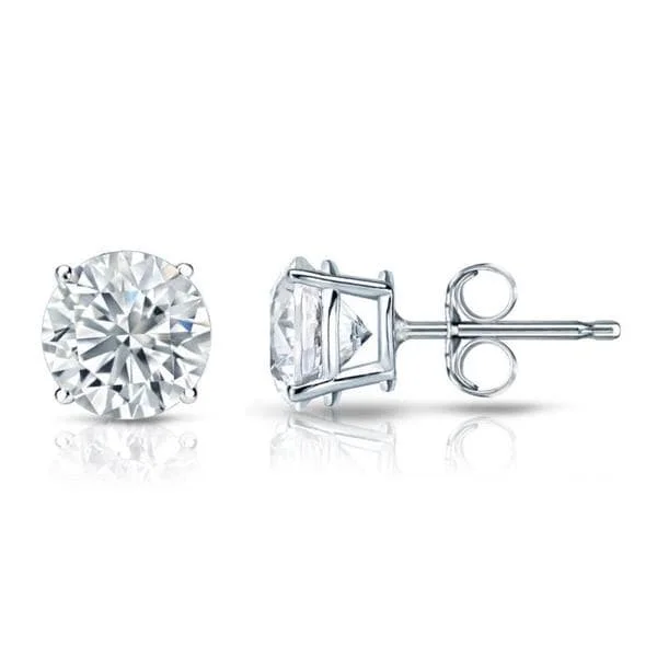 Chunky silver earrings for bold fashion -Auriya 18k Gold GIA Certified 2.70 carat TW Round Diamond Stud Earrings