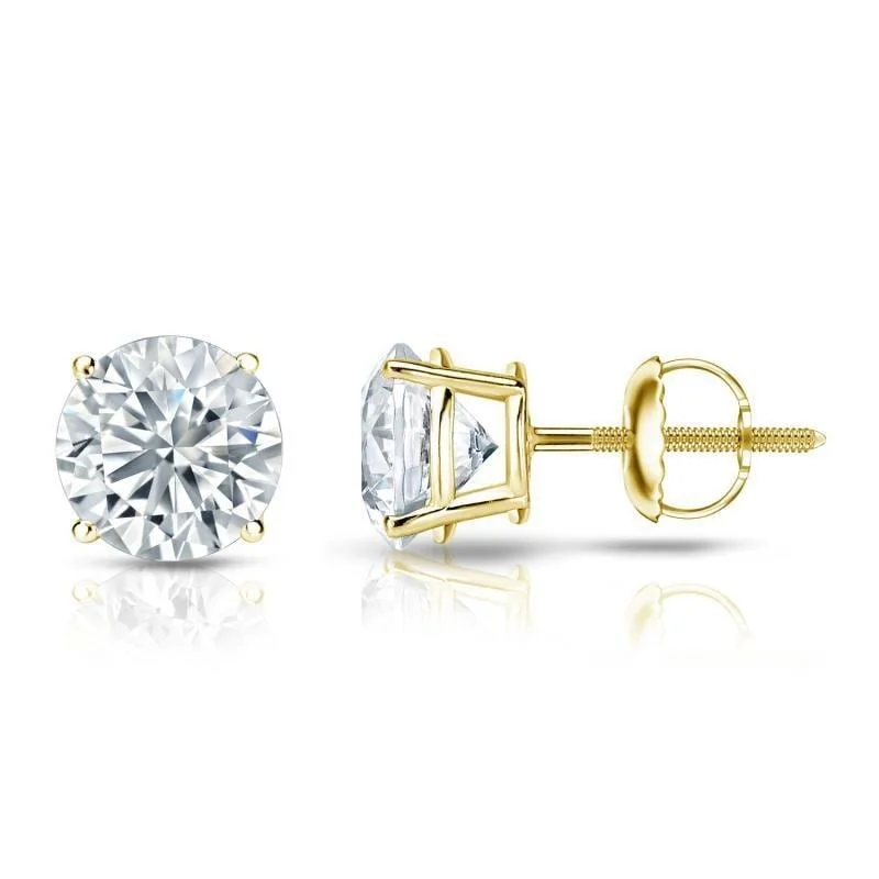 Ear cuffs with crystals for trendy accents -Auriya 18k Gold GIA Certified 3.20 carat TW Round Diamond Stud Earrings