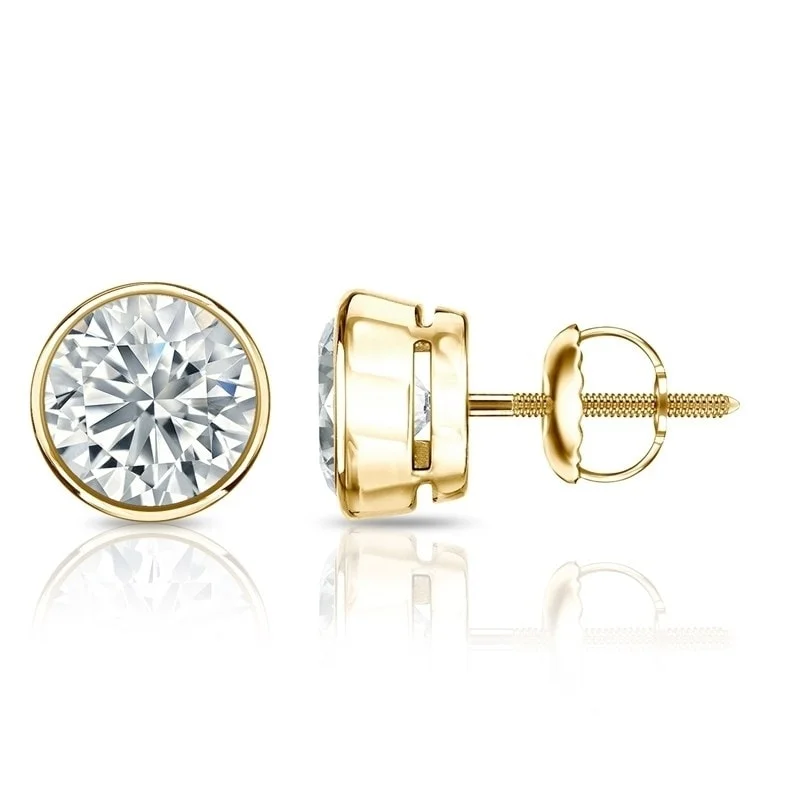 Minimalist earrings for subtle beauty -Auriya 2ctw Round Diamond Stud Earrings Bezel-set 18k Gold - GIA Certified