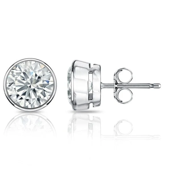 Flower-shaped drop earrings for romantic fashion -Auriya 4 1/2ctw Round Diamond Stud Earrings Bezel-set Platinum - GIA Certified