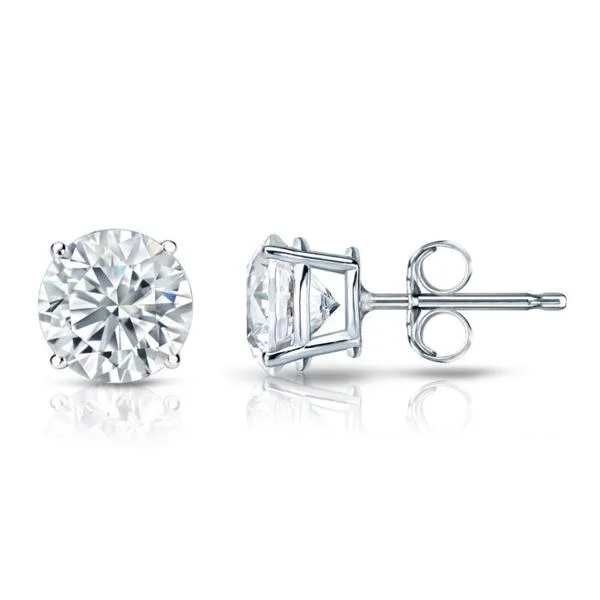 Small hoop earrings for minimalist fashion -Auriya Platinum GIA Certified 3.70 carat TDW Round Diamond Stud Earrings