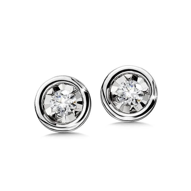 Crystal chandelier earrings for evening events -BEZEL-SET DIAMOND STAR SOLITAIRE STUD EARRINGS