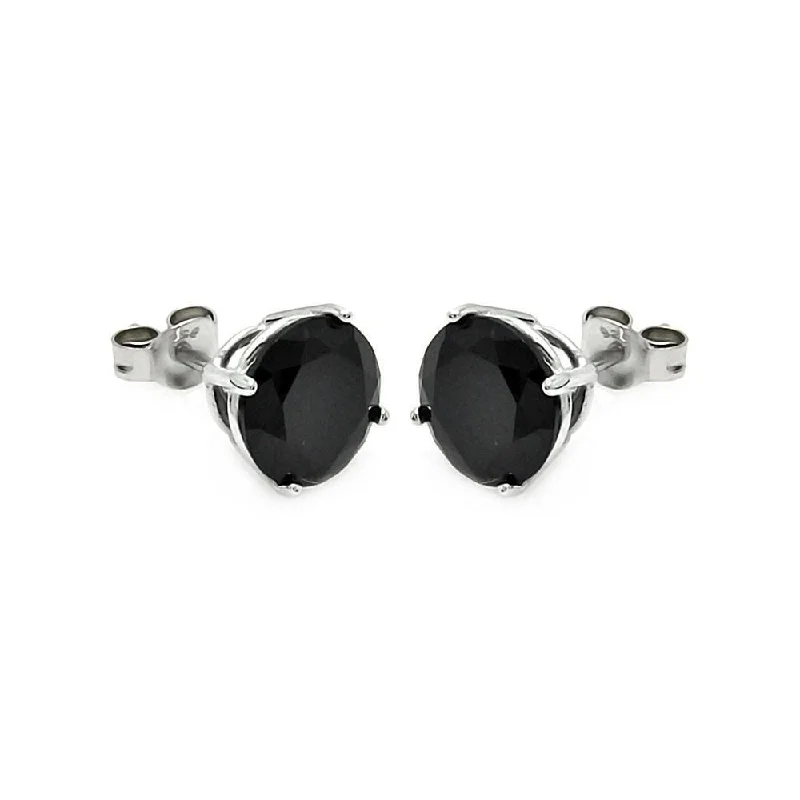 Bohemian crystal earrings for free-spirited women -Black CZ Stud Earrings 8mm