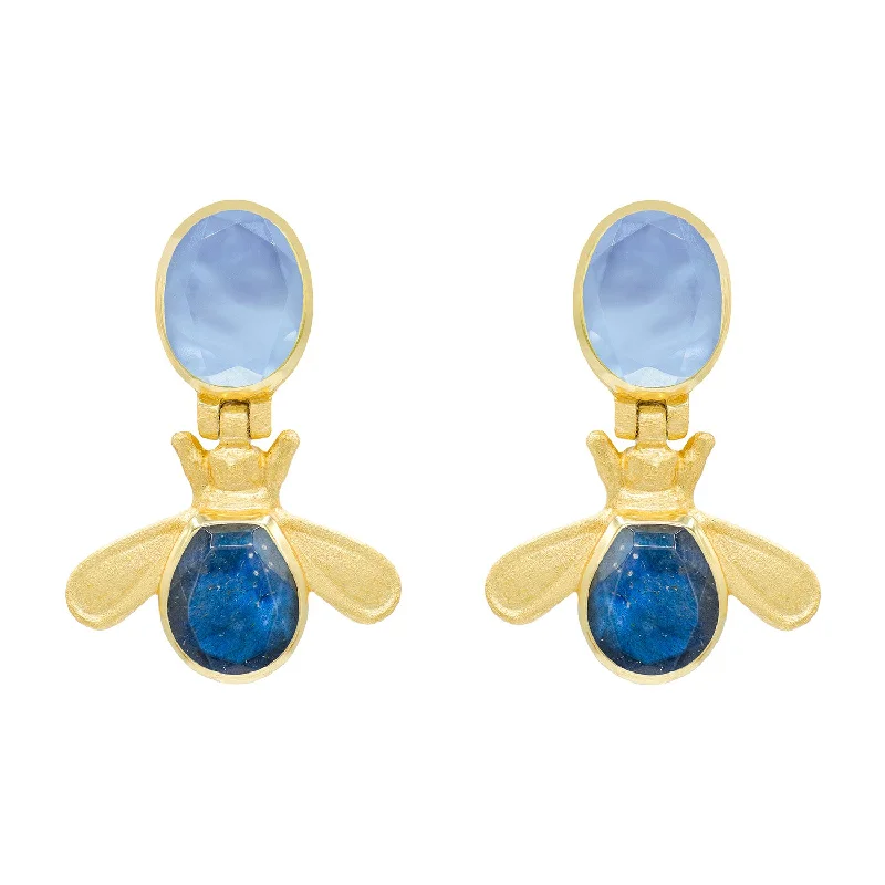 Sparkling stud earrings for night events -Blue Bee