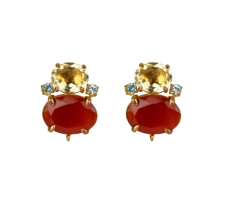 Silver ear climbers for modern looks -Carnelian Drops