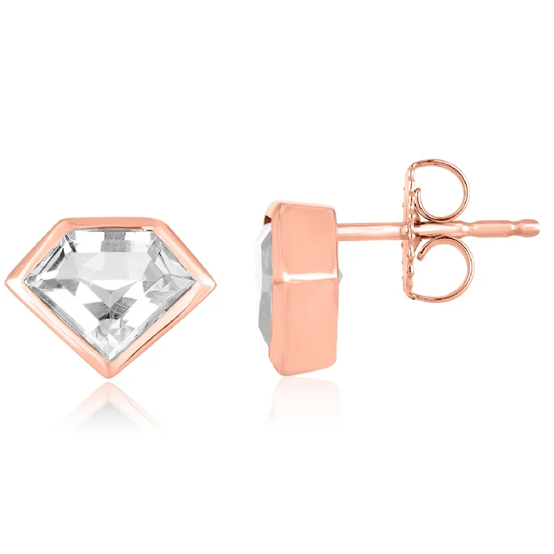 Silver earrings with intricate patterns for elegance -14K Rose Gold Super Stud Earrings