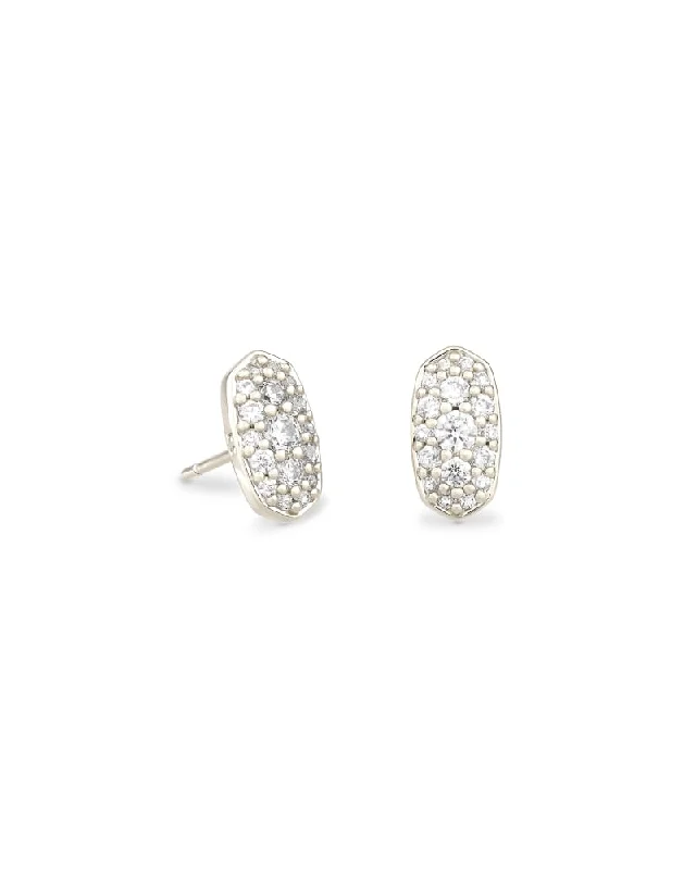 Pearl drop earrings for formal events -Crystal Stud Earrings with White CZ by Kendra Scott