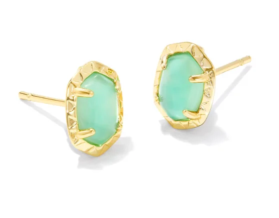 Colorful enamel earrings for unique accents -Daphne Yellow Gold Plated Light Green Mother of Pearl Stud Earrings by Kendra Scott