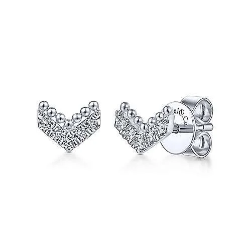 Designer earrings for special occasions -14K White Gold Arrow Studs