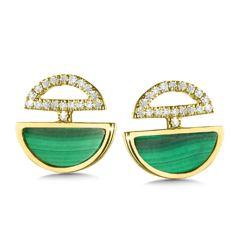 Swarovski crystal hoop earrings for sparkle -DIAMOND & MALACHITE STUD EARRINGS