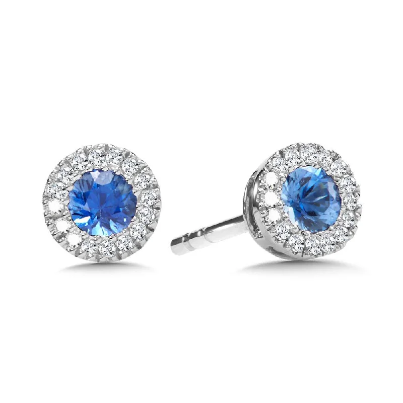 Luxury diamond earrings for glamorous look -DIAMOND & SAPPHIRE HALO STUD EARRINGS