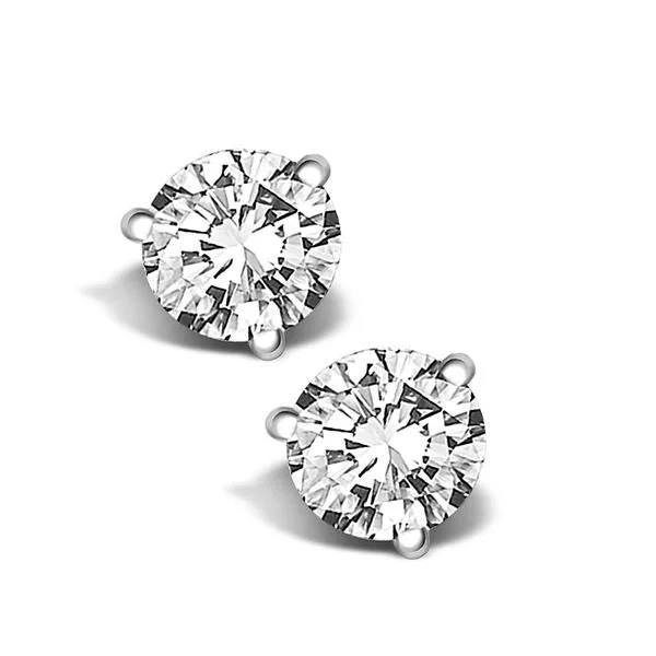 Diamond drop earrings for elegant evening wear -14K White Gold Genuine Round 1/4ctw Diamond Stud Earrings