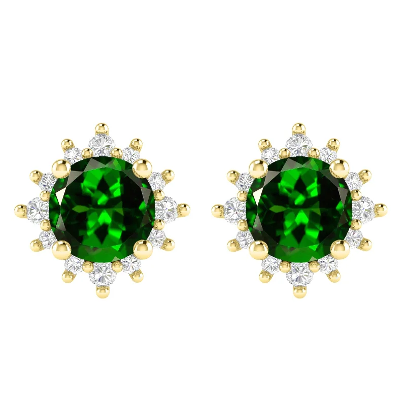 Modern gold drop earrings for stylish looks -Gold Over Sterling Silver Chrome Diopside and White Topaz Stud Earring