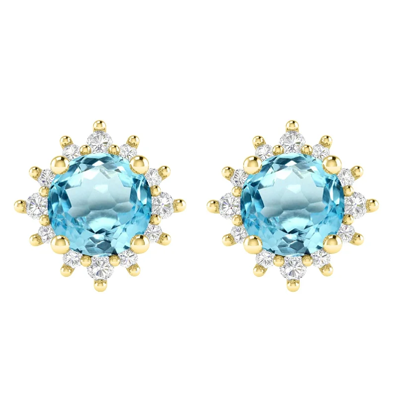 Diamond earrings for upscale accessories -Gold Over Sterling Silver Sky Blue Topaz & White Topaz Stud Earring