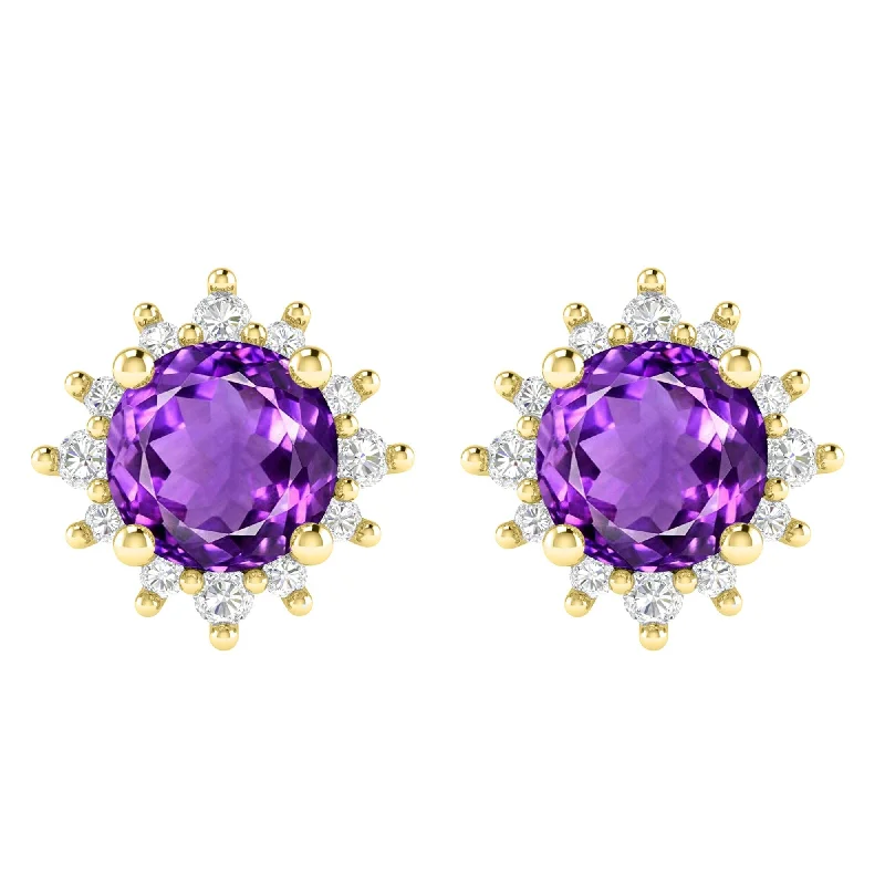 Simple silver drop earrings for understated elegance -Gold Over Sterling Silver with Amethyst and White Topaz Stud Earring