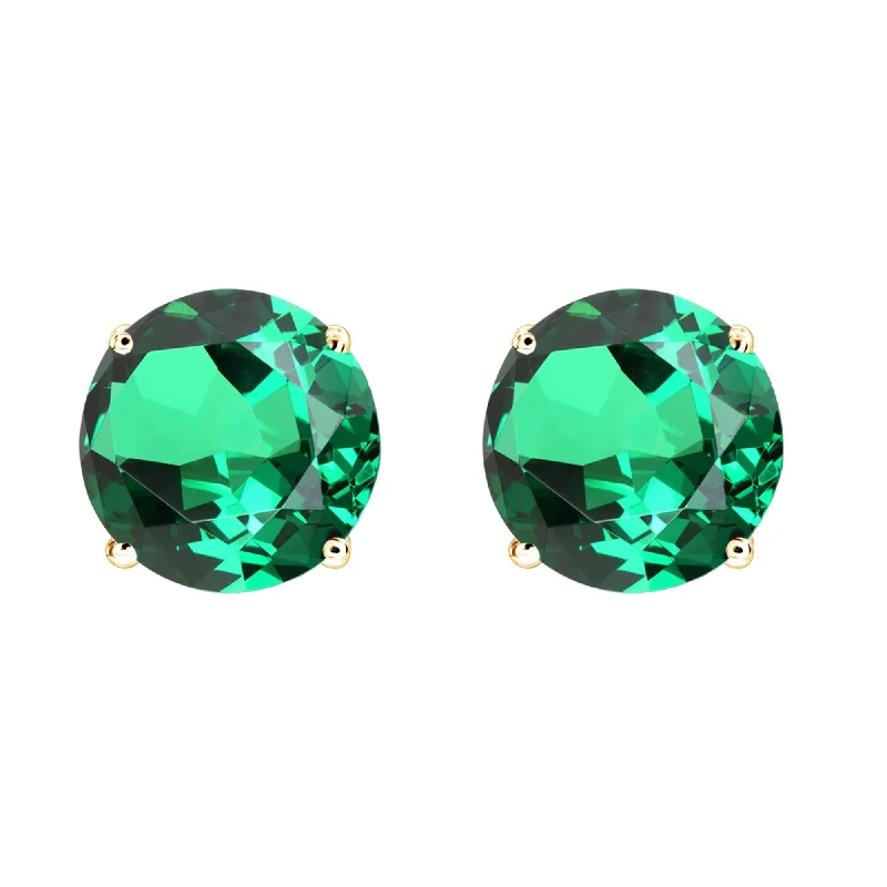 Diamond drop earrings for elegant evening wear -Gold Over Sterling Silver with Emerald Stud Earring