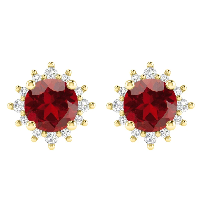 Silver drop earrings for elegant style -Gold Over Sterling Silver with Garnet and White Topaz Stud Earring