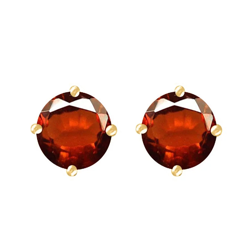 Swarovski hoop earrings for extra glam -Gold Over Sterling Silver with Natural Hessonite Garnet Stud Earring