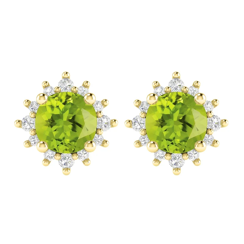 Lightweight silver earrings for comfortable wear -Gold Over Sterling Silver with Peridot and White Topaz Stud Earring