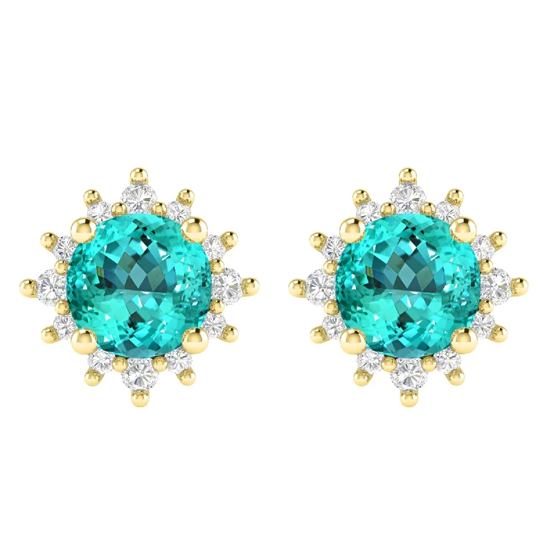 Large silver earrings for statement looks -Goldover Sterling Silver Paraiba Tourmaline & White Topaz Stud Earring