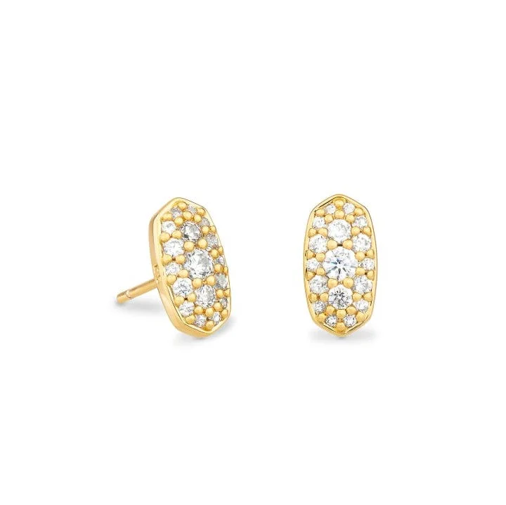 Ear cuffs with crystals for trendy accents -Grayson Gold Plated Crystal Stud Earring with White CZ by Kendra Scott