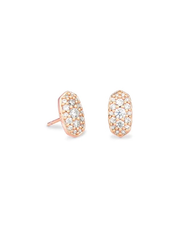 Vintage-inspired crystal earrings for timeless beauty -Grayson Rose Gold Plated Crystal Stud Earrings with White CZ by Kendra Scott