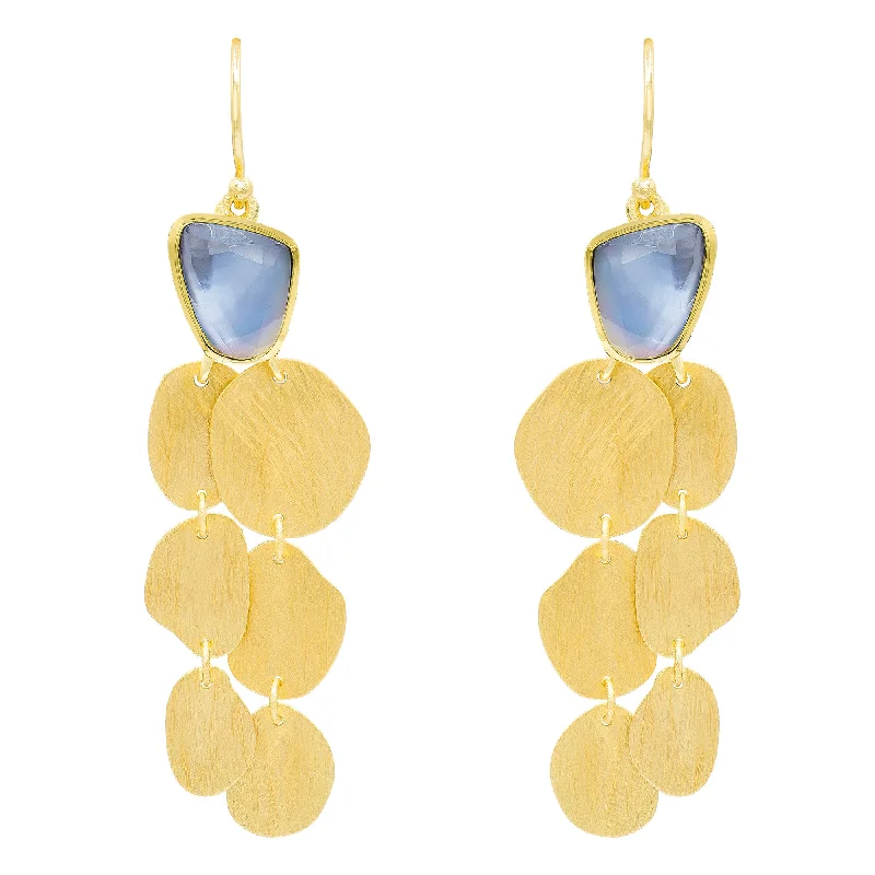 Gold earrings with pearls for elegant finish -Heather Tanzanite