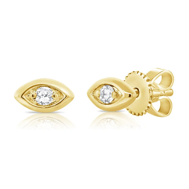 Chic crystal earrings for sophisticated outfits -Joelle Diamond Evil Eye Stud Earrings 14K Yellow Gold Stud Earrings