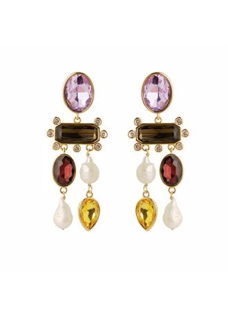 Colorful drop earrings for adding a pop of color -Luxe Greenwich Earring