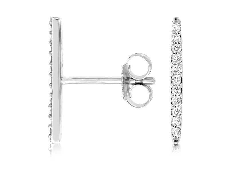 Cute animal-shaped drop earrings for playful charm -14K White Gold Diamond Bar Studs