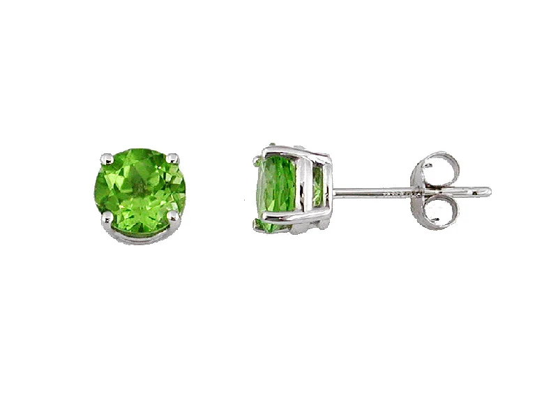 Bohemian crystal earrings for free-spirited women -14K White Gold Peridot Studs