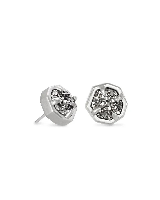 Oversized earrings for dramatic impact -Nola Silver Plated Stud Earring  Platinum Drusy by Kendra Scott