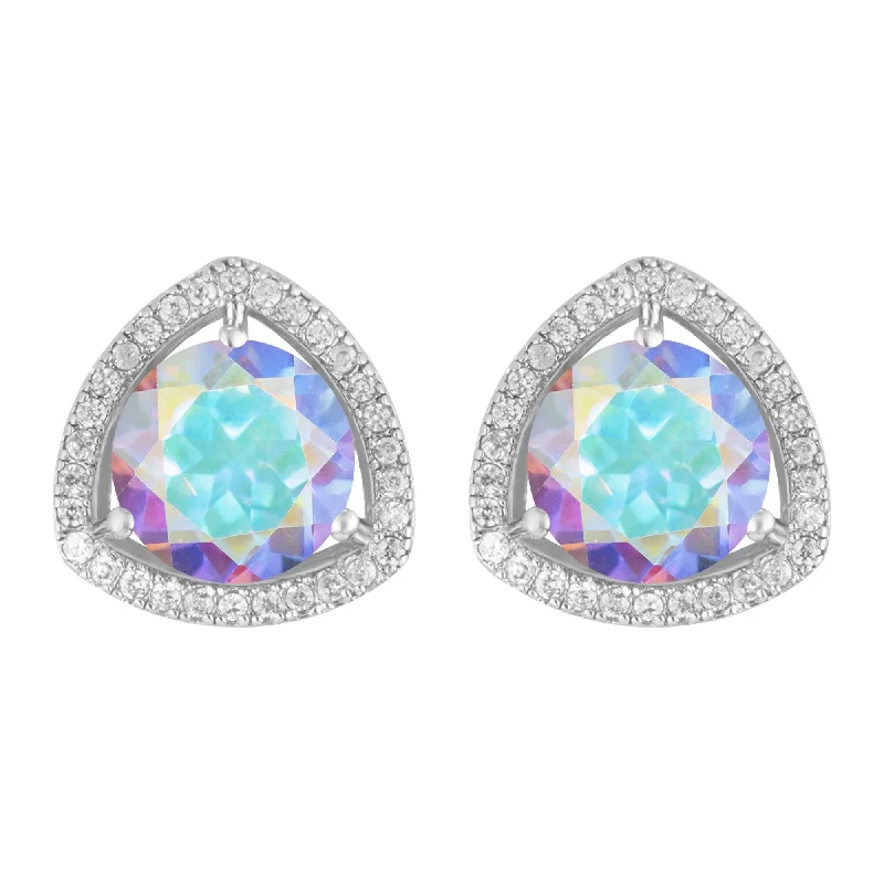 Statement gold earrings for upscale events -Sterling Silver with Mercury Opal Topaz and White Topaz Stud Earring