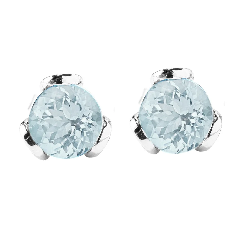 Big statement earrings for bold outfits -Sterling Silver with Natural Aquamarine Stud Earring