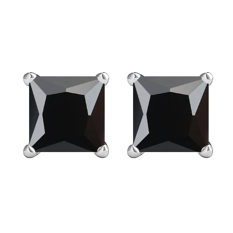 Designer earrings for special occasions -Sterling Silver with Natural Black Spinel Stud Earring